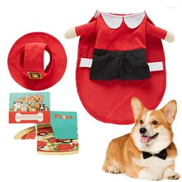 Dog Apparel Cosplay Outfit Pizza Delivery Boy Costume Breathable Adjustable Pet Clothing Set Festival Party Novelty