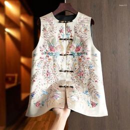 Women's Vests With Heavy Industry Embroidery Spring Autumn Tank Top Thin Vest And 2024 Chinese Style Counter Jacket