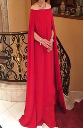Red Off Shoulder Plus Size Evening Dresses With WrapJacket Chiffon Long Prom Dress Women Formal Wear African Mother Of The Bride 8834468