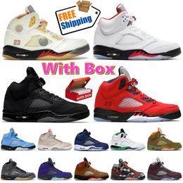 5 OG Sneakers With Box Basketball Shoes Designer Jumpman 5 5s Black Cat Raging Bull Sail Fire Red Craft Navy Olive Burgundy Mens Women Outdoor Free Shipping Shoe US 13