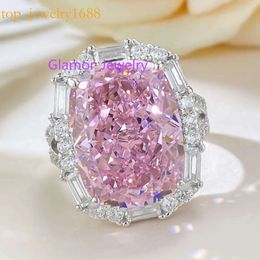 8ct Pink Moissanite Diamond Ring 100% Real Sterling Sier Party Wedding Band Rings for Women Men Engagement Jewellery