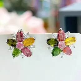 Stud Earrings Earring Jewellery Multicolor Tourmaline Gemstone 3 6mm Silver For Wedding Dating Lady Gift