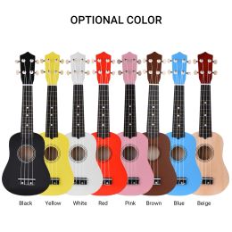 Cables muslady 21inch Ukulele Four Strings Small Guitar Bass Wooden Black Brown Pink Yellow Blue Musical Instrument Children Ukelele