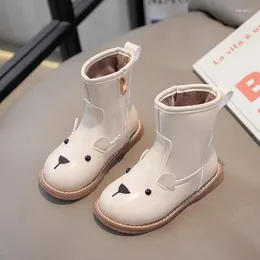 Boots Girls' Autumn And Winter Plush Baby Bear Cartoon Animals Boys Casual Shoes Fashion Britain Style Cute 2024 Kids