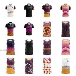 2024 Brisbane Broncos Home/ Away / vest Training Tee / Singlet Rugby Jersey - Mens Size S-5XL