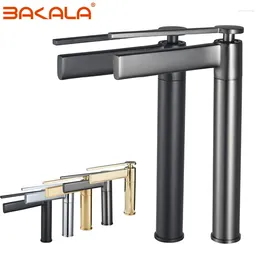 Bathroom Sink Faucets BAKALA Brush Waterfall Faucet Chrome Basin Cold Single Handle Mixer Tap Deck Mounted 5 Year Warranty