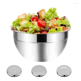 Pans Mixing Bowls With Lids Set Stainless Steel Nesting Storage Graters Salad Bowl Kitchen Non-Slip Bottoms