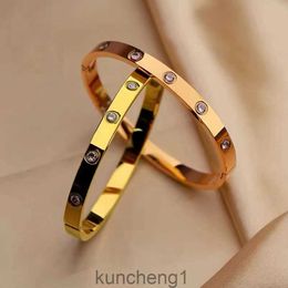 Ka Jia nail fashion couple gold love full diamond bracelet male stainless steel ten diamond couple Bracelet titanium steel bracelet female