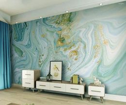 Wallpapers Blue Green Wall Murals Po Contact Paper HD Printed Home Improvement Papers Decor
