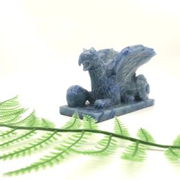 Decorative Figurines High Quality Natural Crystal Customised Blue Aventurine Fantasy Animal Sculpture Carving For Ornament Gift ZJ