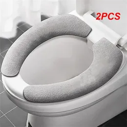 Toilet Seat Covers 2PCS Set Cover Bathroom Mat Sticker Warm Washable Reusable Universal Supplies