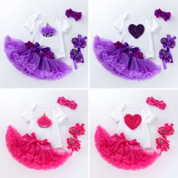 Instagram Children's Clothing Mother's Day Gift Baby Girl Cartoon Sweetheart Purple Fluffy Skirt Set Baby Half Skirt