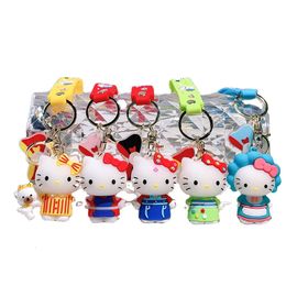 3d Kitty Couple Bag Pvc Cute Cartoon Kawaii Anime Creative Keychain Pendant Accessories Toy Lovely Doll Keyring Birthday Gift