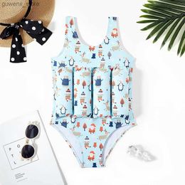 One-Pieces Cute Cartoon Girls Swimsuit Summer One Piece Swimwear Baby Girls Float Swim Vest 2-7 Years Kids Floatation Swimsuit Buoyancy Y240412Y240417KI3F