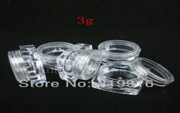 3g X 50 empty Mini square cream plastic containers small sample bottles display cosmetic jars for sample packaging3171811