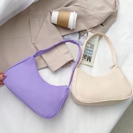 Bag Fashion Solid Colour Ladies Underarm Retro Nylon Female Hobos Vintage Simple Design Women Zipper Shoulder Bags