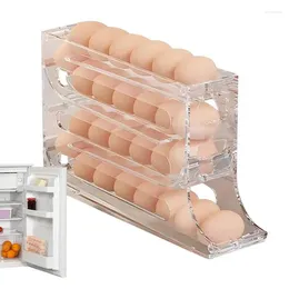 Kitchen Storage Egg Rack Large Capacity Refrigerator Rolling Holder Gathering 30 Eggs Countertop Cabinets Organizer For