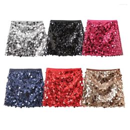 Skirts UNIZERA2024 Spring Women's Wear French High Waist Casual Vintage Sequin Mini Skirt Fashion Short