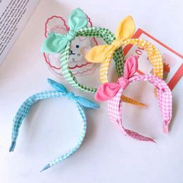 Hair Accessories Baby Girls Korean Flowers Ornament Headwear Bow Headdress Headband Plaid Hairband Children Hoop