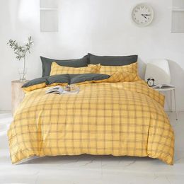 Bedding Sets Yellow Plaid Set Cartoon King Single Full Twin Size Duvet Cover Pillowcases Brief Bed Covers Luxury Bedclothes