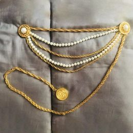 Fashion Vintage Baroque Pearl Multi-layer Waist Chain Belts for Women