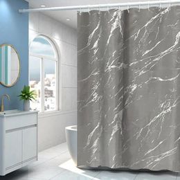Shower Curtains Tropical Stamping Marble Pattern Bathroom Curtain Frabic Waterproof Polyester With Hooks