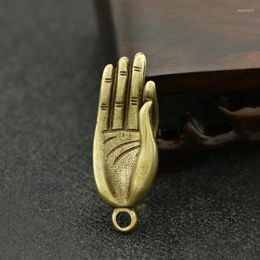 Decorative Figurines Mini Brass Buddha Zen Gesture Finger Hands Portable Vintage Statue Metal Keychain Ornament Props Toy Gift