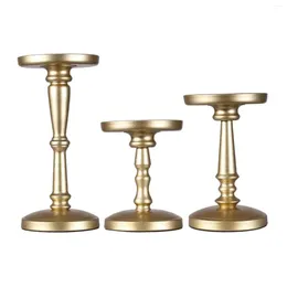 Candle Holders 3x Metal Pillar Stands Ornaments Candelabra Candlestick For Tabletop Party Bathroom Props Decor