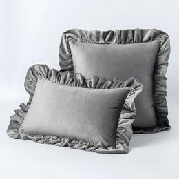 Pillow Ruffle Velvet Cover Pink Grey Yellow Green Beige Black Red Blue Bedroom Sofa Decoration Pillowcase 45x45cm