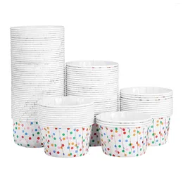 Disposable Cups Straws Cabilock 100pcs Ice Cream Dessert Bowls Polka Dot Paper Party Supplies