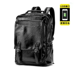 Backpack Luxury School Waterproof Leather For Laptop Men Travel Teenage Student Bag Male Bagpack Mochila