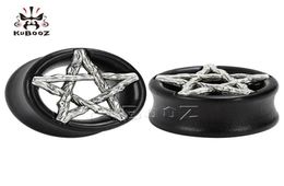 KUBOOZ Wood Ebony Pentagram Ear Piercing Plug Tunnels Body Jewellery Earring Gauges Expander Stretcher Whole 825mm 32PCS255V5239333