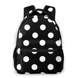 Backpack Black White Polka Dot Students Travel School Bags Womens Female Casual Backpacks