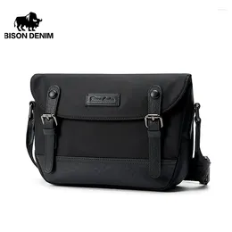 Bag BISON DENIM Casual Fashion Men Crossbody Bags Business Travel Messenger Black Single Shoulder Sling For Male N20144