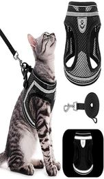 Breathable Cat Collars Harness Leash Escape Proof Pet Clothes Kitten Puppy Dogs Vest Adjustable Easy Control Reflective item7681895
