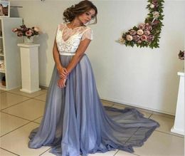 Illusion Tulle Evening Dresses 2016 Sweep Train Runway Fashion Party Gowns Pleats Crew Neck Embroidery Aline Party Dresses In Sto6156616