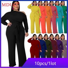 Women's Two Piece Pants 10sets Wholesale Items For Resell Fall Overalls Women Casual Loose Wide Leg Jumpsuit One Rompers Streetwear Y2k