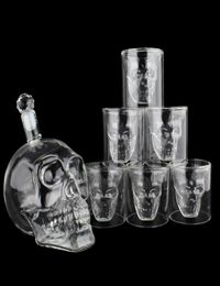 Crystal Skull Head S Cup Set 700ml Whiskey Wine Glass Bottle 75ml Glasses Cups Decanter Home Bar Vodka Drinking Mugs4414573