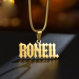 DIY Custom Letters Name Pendant Stainless Steel Men Women Couple Choker Necklace