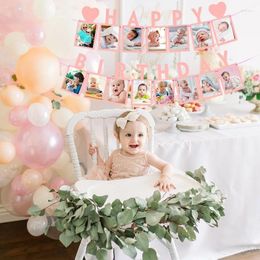 Party Decoration Happy Birthday Po Frame Banner First 1st Bithday Kids Baby Boy Girl One Year 12 Month Born Garland