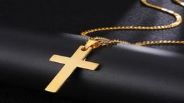 Vintage Classic Cross Men Pendant Necklace Fashion Stainless Steel 3mm Width Box Chain Necklaces For Men Women Jewelry Gift 20219590154