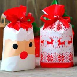 Gift Wrap 10Pcs Christmas Drawstring Bag Candy Bundle Wrapping Cookies Packaging