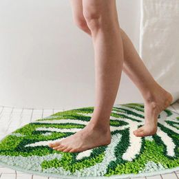 Carpets Green Leaf Carpet Imitation Cashmere Floor Mat Shaped Bedside Blanket Machine Washable Bedroom Decorative