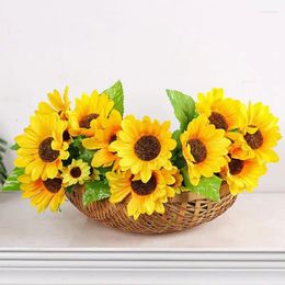 Decorative Flowers Artificial Sunflower Bouquet Creative Realistic Long Stem Fake With Simulation Home Decoration Supplies