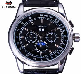 Forsining Luxury Moon Phase Design ShangHai Movement Fashion Casual Wear Automatic Watch Scale Dial Mens Watch Top Brand Luxury5677781