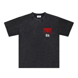 Camicie rhude camicie maschile camicia di marca alla moda pantaloncini abiti di moda zrh001 lavaggio colorato per preparare la vecchia t-shirt a maniche corte s-xxl