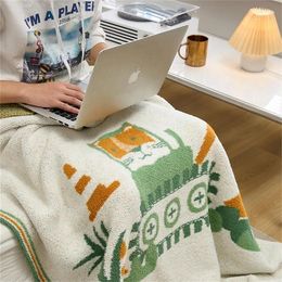 Blankets Wholesale 2024 Microfiber United Fashion Lovely Cartoon Lion Polyester Knitted Throw Blanket For Autumn Winter