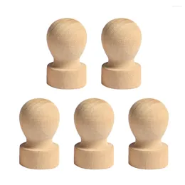 Storage Bottles 5 Pcs Wooden Cabinet Child Round Vanity Tray Scrapbooking Stamp Handle Bamboo DIY