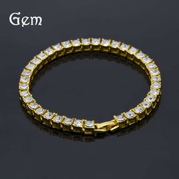 Hip Hop Jewelry Full Diamond 5mm Tennis Chain a Row of Bracelets Mens Fashion Trend Hand Accessories