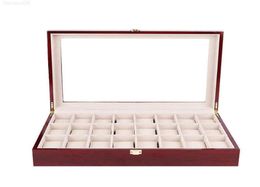 Watch Boxes Cases 24 Slots Red Bright Lacquer Wooden Box Organizer Luxury Large Jewelry Display Storage Box Cushions Case Wood Gif4330415